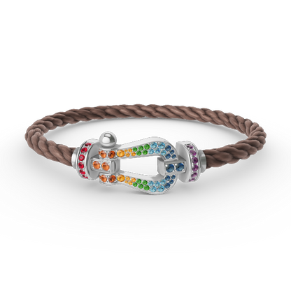 [Rosla]FORC LARGE HORSESHOE  COLORED DIAMOND BRACELET SILVER