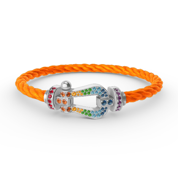 [Rosla]FORC LARGE HORSESHOE  COLORED DIAMOND BRACELET SILVER