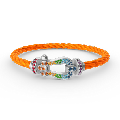 [Rosla]FORC LARGE HORSESHOE  COLORED DIAMOND BRACELET SILVER