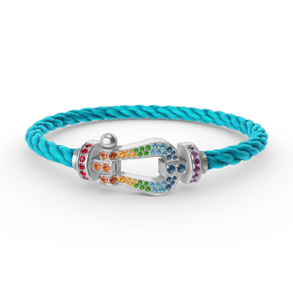 [Rosla]FORC LARGE HORSESHOE  COLORED DIAMOND BRACELET SILVER