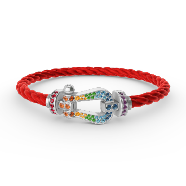[Rosla]FORC LARGE HORSESHOE  COLORED DIAMOND BRACELET SILVER