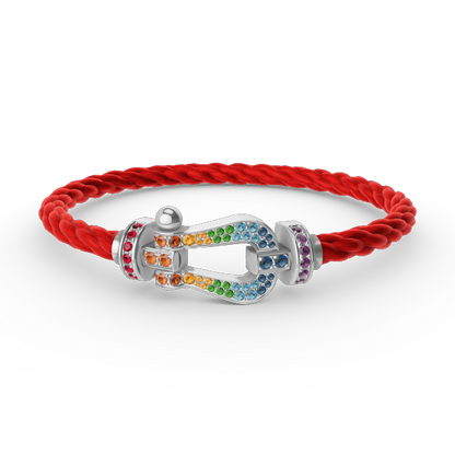 [Rosla]FORC LARGE HORSESHOE  COLORED DIAMOND BRACELET SILVER