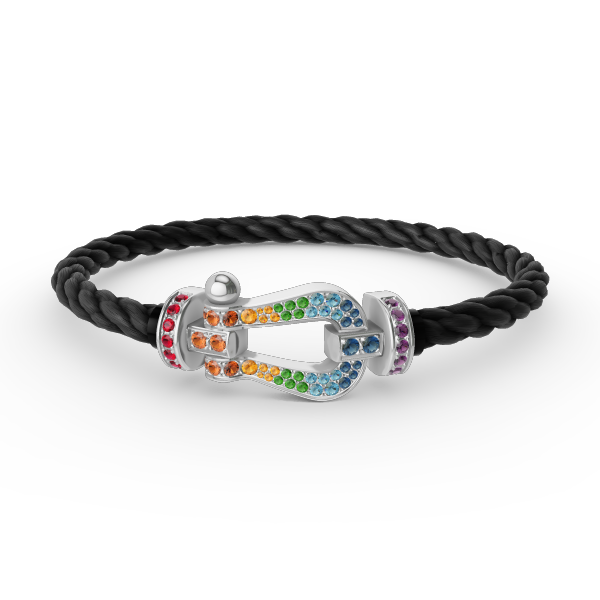 [Rosla]FORC LARGE HORSESHOE  COLORED DIAMOND BRACELET SILVER