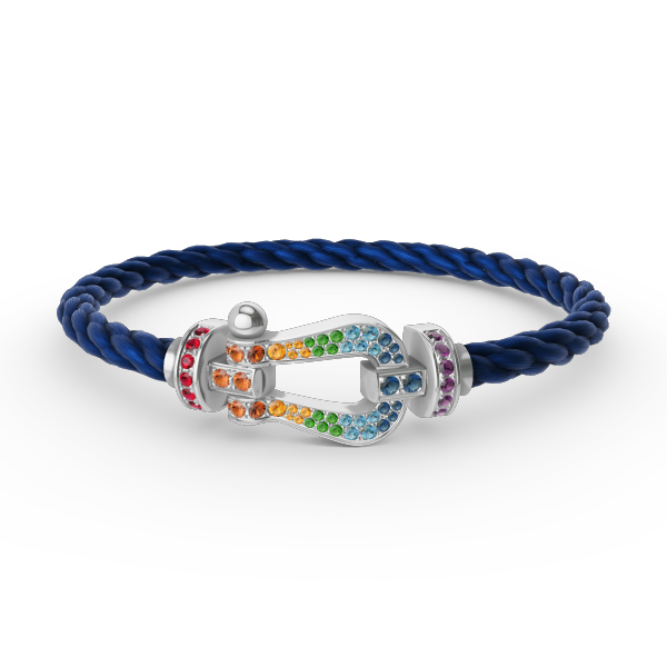 [Rosla]FORC LARGE HORSESHOE  COLORED DIAMOND BRACELET SILVER