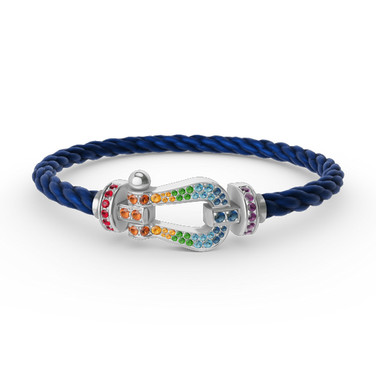 [Rosla]FORC LARGE HORSESHOE  COLORED DIAMOND BRACELET SILVER