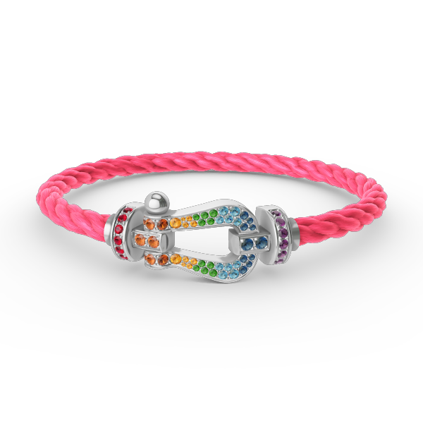 [Rosla]FORC LARGE HORSESHOE  COLORED DIAMOND BRACELET SILVER