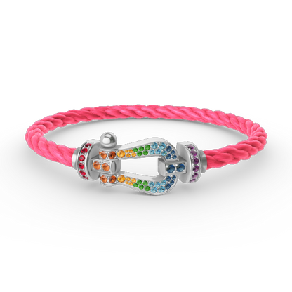 [Rosla]FORC LARGE HORSESHOE  COLORED DIAMOND BRACELET SILVER