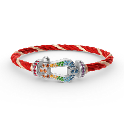 [Rosla]FORC LARGE HORSESHOE  COLORED DIAMOND BRACELET SILVER