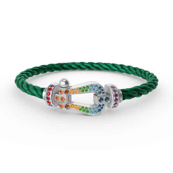 [Rosla]FORC LARGE HORSESHOE  COLORED DIAMOND BRACELET SILVER
