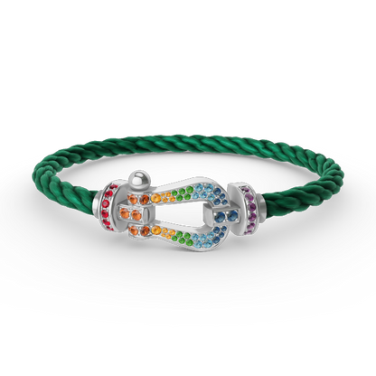 [Rosla]FORC LARGE HORSESHOE  COLORED DIAMOND BRACELET SILVER