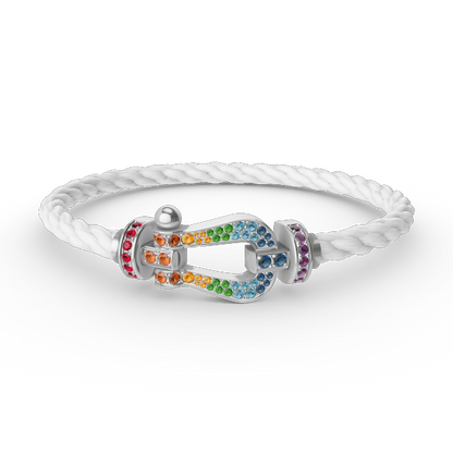 [Rosla]FORC LARGE HORSESHOE  COLORED DIAMOND BRACELET SILVER