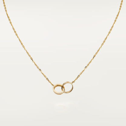 [Rosla]LOVE DOUBLE RING HALF DIAMOND NECKLACE