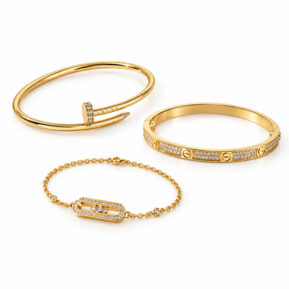 [Rosla] LOVE & JUSTE Baby Move Diamond Bracelet Stack Set