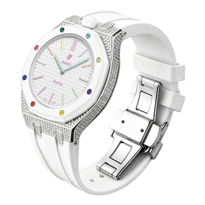 [Rosla]Royal Oak Pop Exclusive Steel Case With Diamond(Moissanite) & Silicone Strap