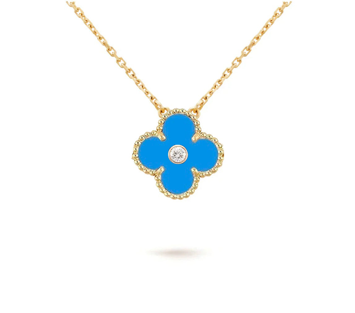 [Rosla]CLOVER 15MM DIAMOND SINGLE FLOWER NECKLACE COLLECTION