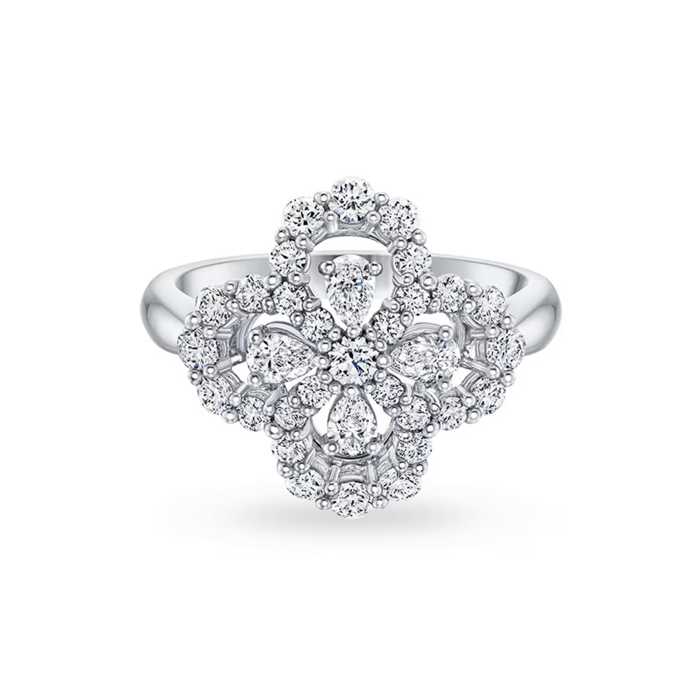 [Rosla]LOOP RING FULL MOTIF DIAMOND 16MM SILVE