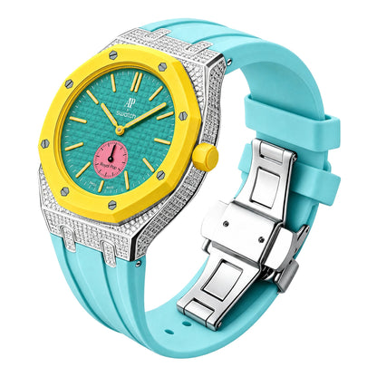 [Rosla]Royal Oak Pop Exclusive Steel Case With Diamond(Moissanite) & Silicone Strap