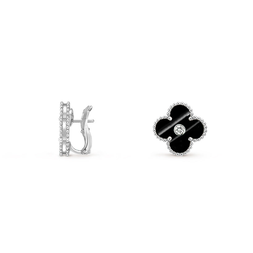 [Rosla]CLOVER SILVER 15MM MOP DIAMOND EARRINGS COLLECTION
