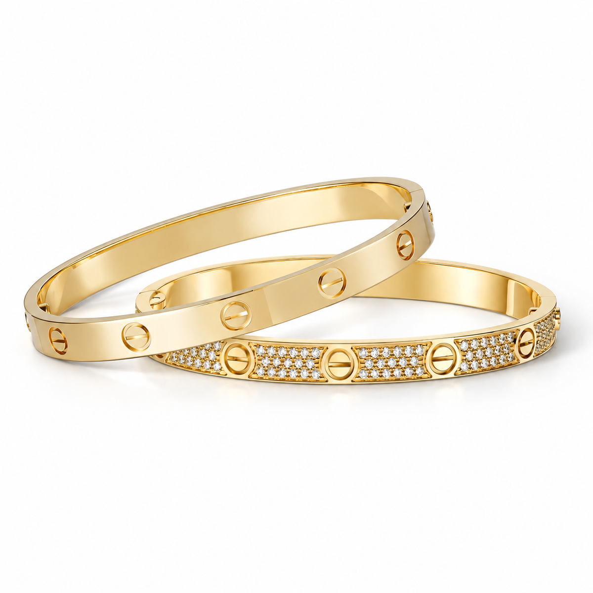 [Rosla] LOVE  Classic & Diamond-Paved Bracelet Stack Set
