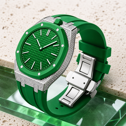 [Rosla]Royal Oak Pop Exclusive Steel Case With Diamond(Moissanite) & Silicone Strap