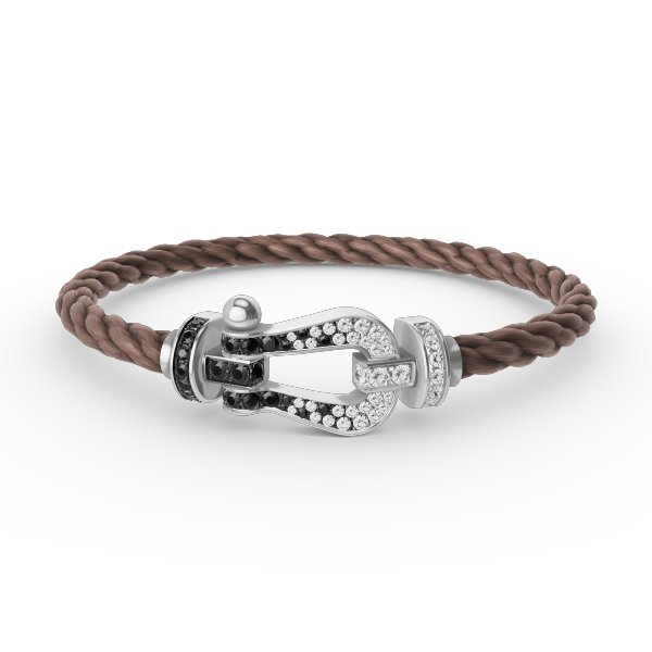 [Rosla]FORCE LARGE HORSESHOE BLACK WHITE DIAMOND BRACELET SILVER