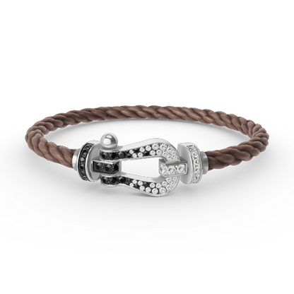 [Rosla]FORCE LARGE HORSESHOE BLACK WHITE DIAMOND BRACELET SILVER