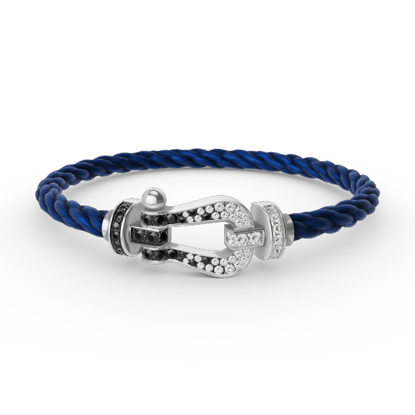 [Rosla]FORCE LARGE HORSESHOE BLACK WHITE DIAMOND BRACELET SILVER