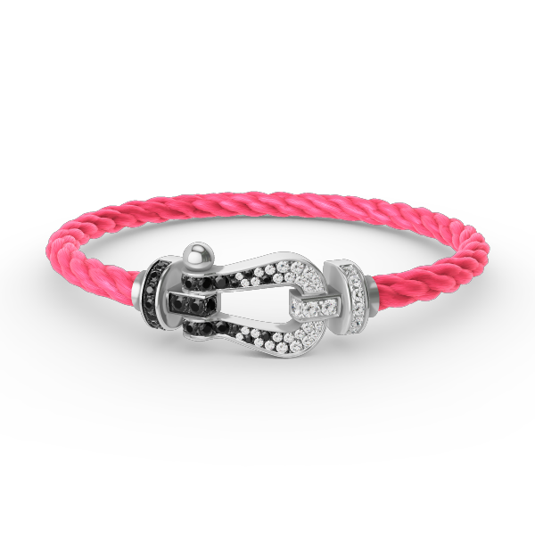 [Rosla]FORCE LARGE HORSESHOE BLACK WHITE DIAMOND BRACELET SILVER