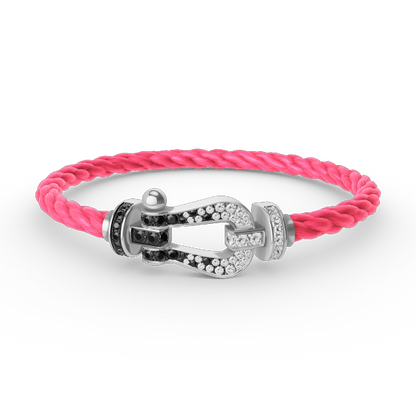 [Rosla]FORCE LARGE HORSESHOE BLACK WHITE DIAMOND BRACELET SILVER