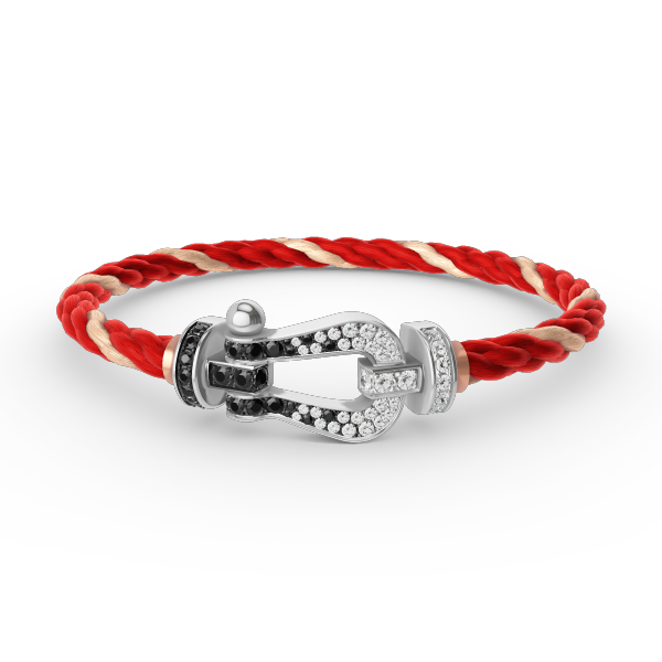 [Rosla]FORCE LARGE HORSESHOE BLACK WHITE DIAMOND BRACELET SILVER