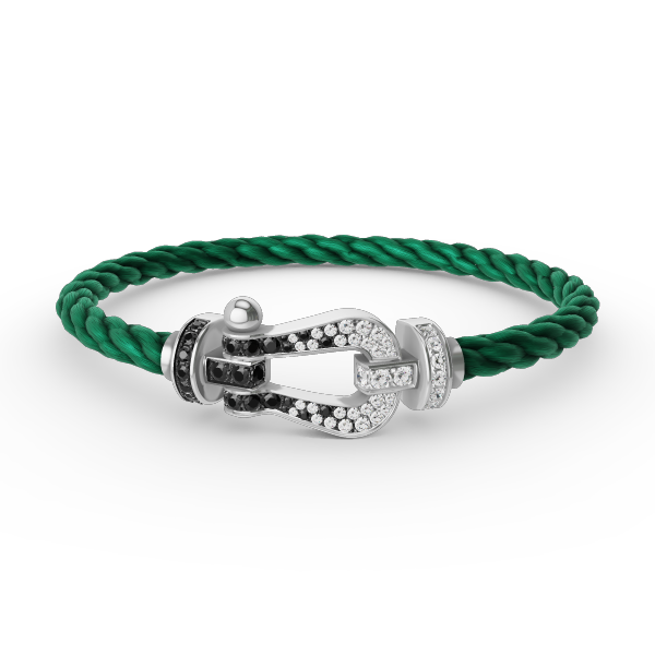 [Rosla]FORCE LARGE HORSESHOE BLACK WHITE DIAMOND BRACELET SILVER