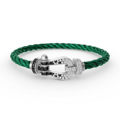 [Rosla]FORCE LARGE HORSESHOE BLACK WHITE DIAMOND BRACELET SILVER