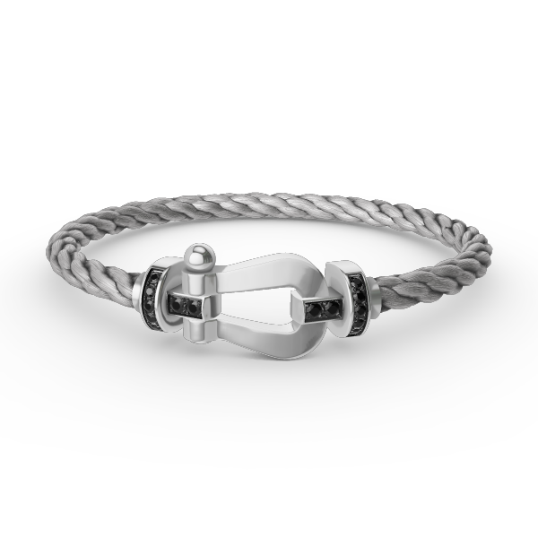 [Rosla]FORCE LARGE HORSESHOE BLACK DIAMOND BRACELET SILVER