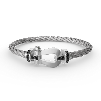 [Rosla]FORCE LARGE HORSESHOE BLACK DIAMOND BRACELET SILVER