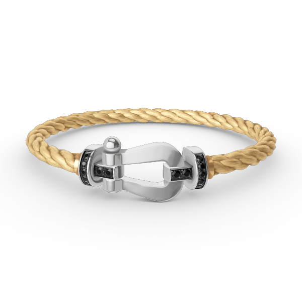 [Rosla]FORCE LARGE HORSESHOE BLACK DIAMOND BRACELET SILVER