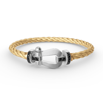 [Rosla]FORCE LARGE HORSESHOE BLACK DIAMOND BRACELET SILVER