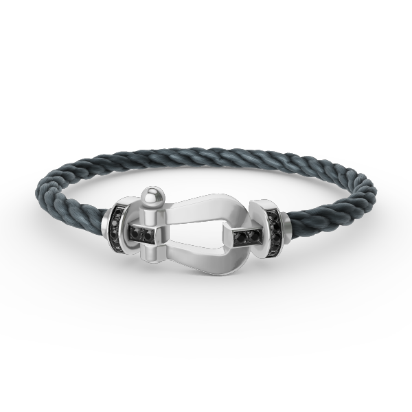 [Rosla]FORCE LARGE HORSESHOE BLACK DIAMOND BRACELET SILVER