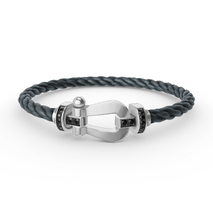 [Rosla]FORCE LARGE HORSESHOE BLACK DIAMOND BRACELET SILVER