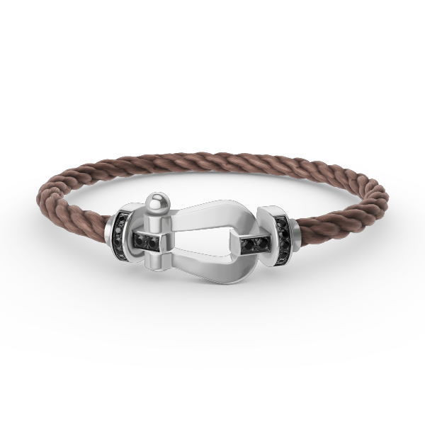 [Rosla]FORCE LARGE HORSESHOE BLACK DIAMOND BRACELET SILVER