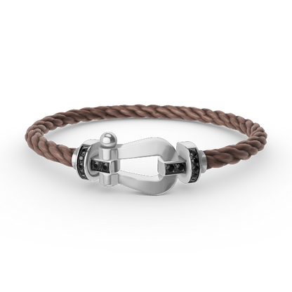 [Rosla]FORCE LARGE HORSESHOE BLACK DIAMOND BRACELET SILVER
