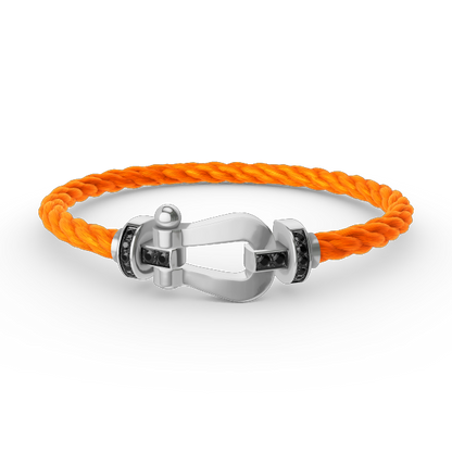 [Rosla]FORCE LARGE HORSESHOE BLACK DIAMOND BRACELET SILVER