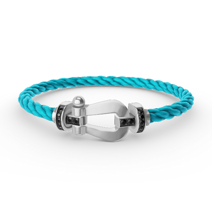 [Rosla]FORCE LARGE HORSESHOE BLACK DIAMOND BRACELET SILVER