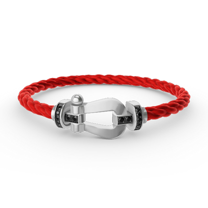 [Rosla]FORCE LARGE HORSESHOE BLACK DIAMOND BRACELET SILVER
