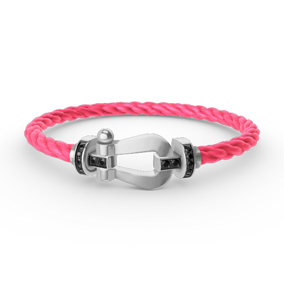 [Rosla]FORCE LARGE HORSESHOE BLACK DIAMOND BRACELET SILVER