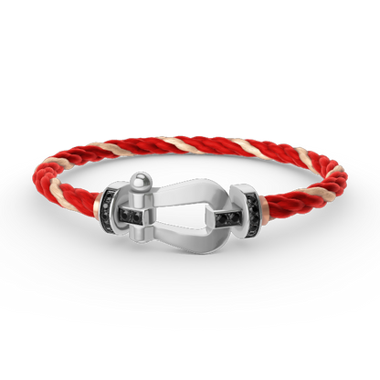 [Rosla]FORCE LARGE HORSESHOE BLACK DIAMOND BRACELET SILVER