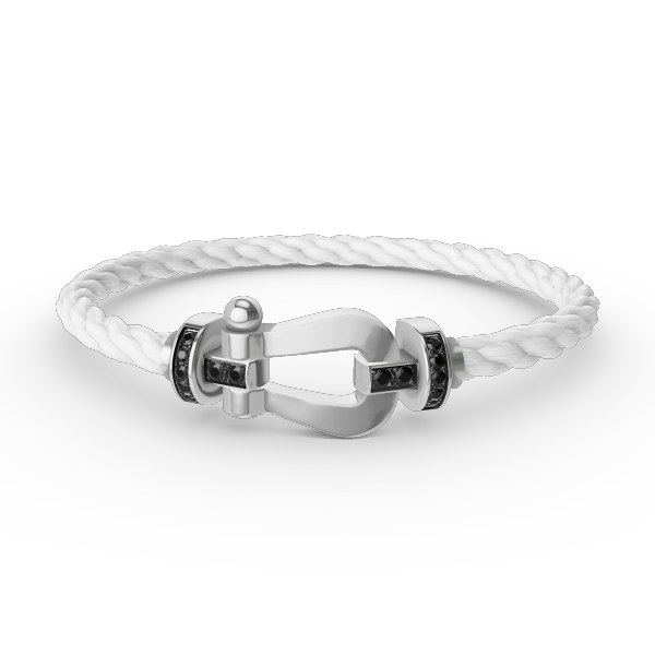 [Rosla]FORCE LARGE HORSESHOE BLACK DIAMOND BRACELET SILVER