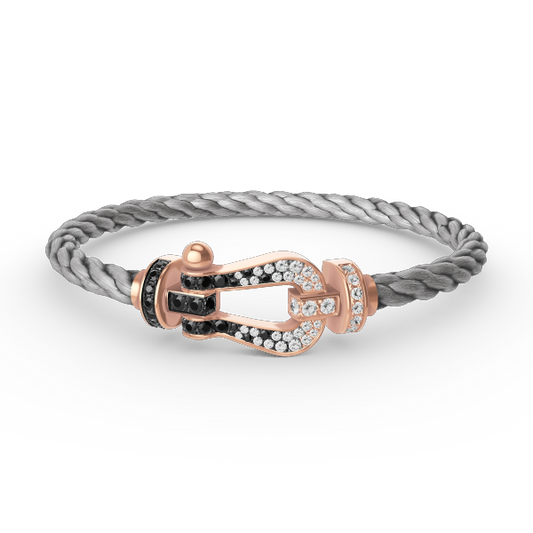 [Rosla]FORCE LARGE HORSESHOE BLACK WHITE DIAMOND BRACELET ROSE GOLD