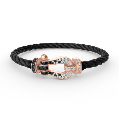 [Rosla]FORCE LARGE HORSESHOE BLACK WHITE DIAMOND BRACELET ROSE GOLD