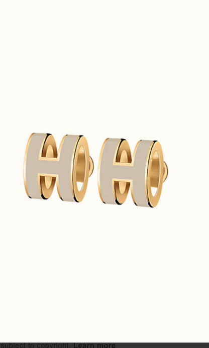 [Rosla]MINI POP H GOLD EARRINGS GREY