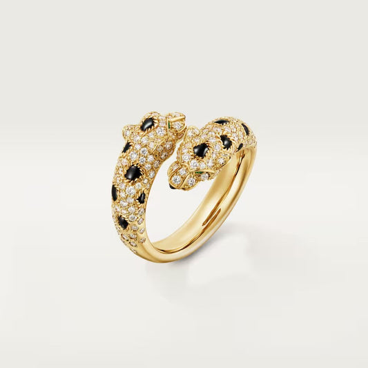 [Rosla]PANTHERE DOUBLE HEADED FULL DIAMOND  RING